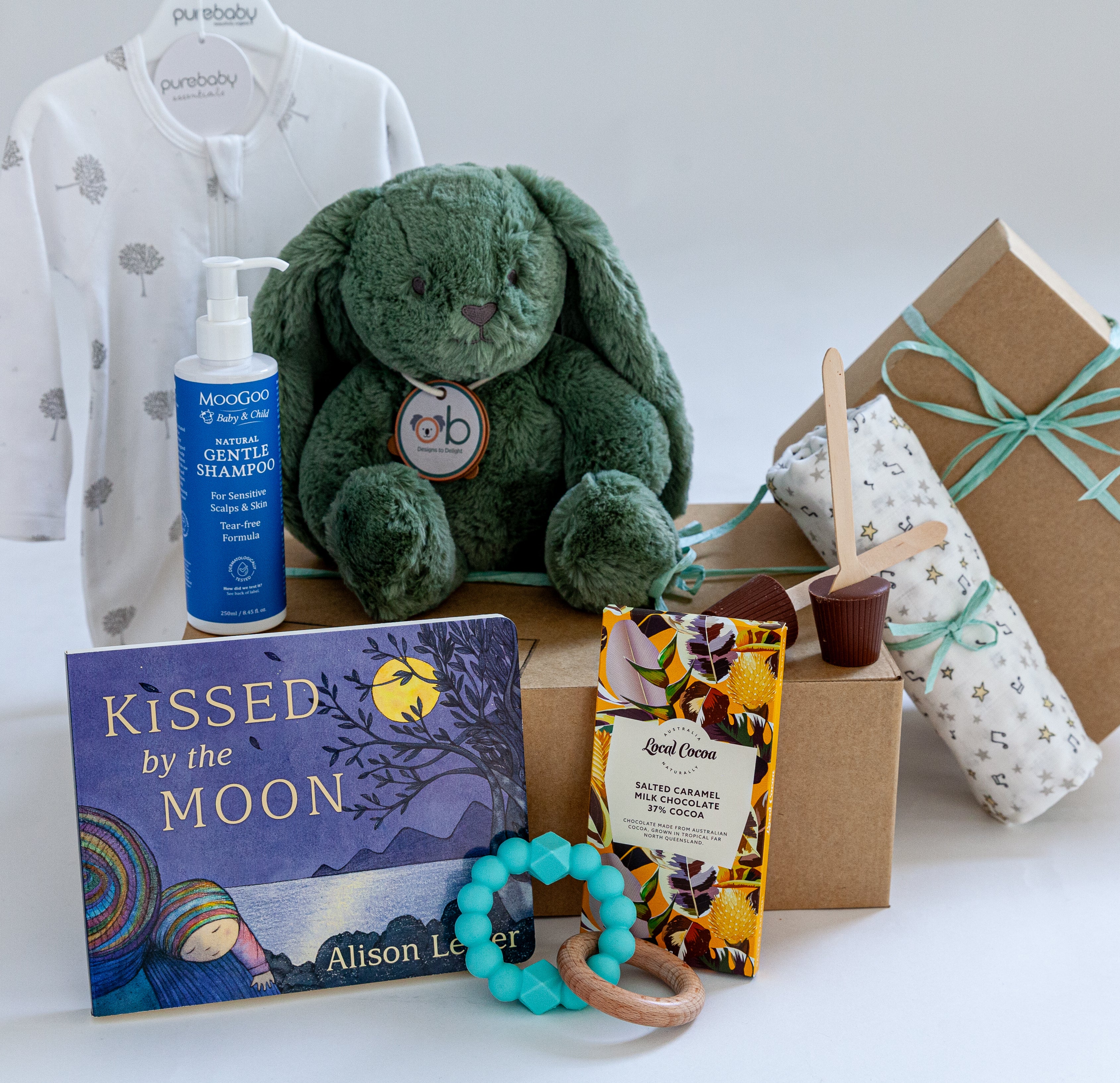 The Bunny Lullaby new mummy gift box with bunny soft toy and Australian baby essentials