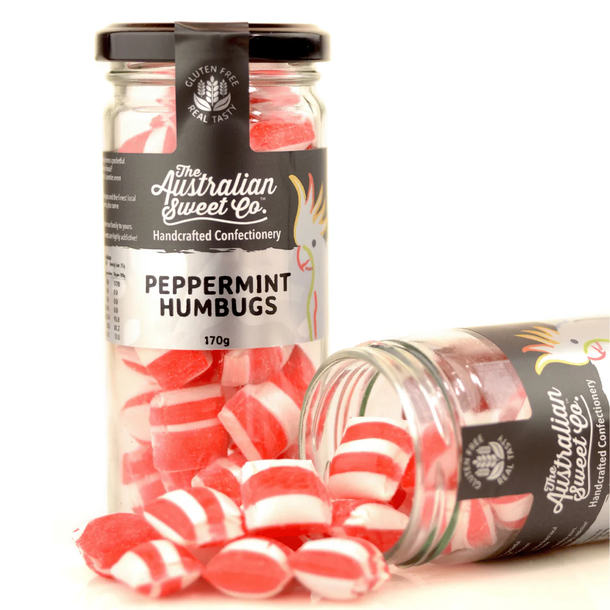 Peppermint Humbugs Rock Candy Jar 170g