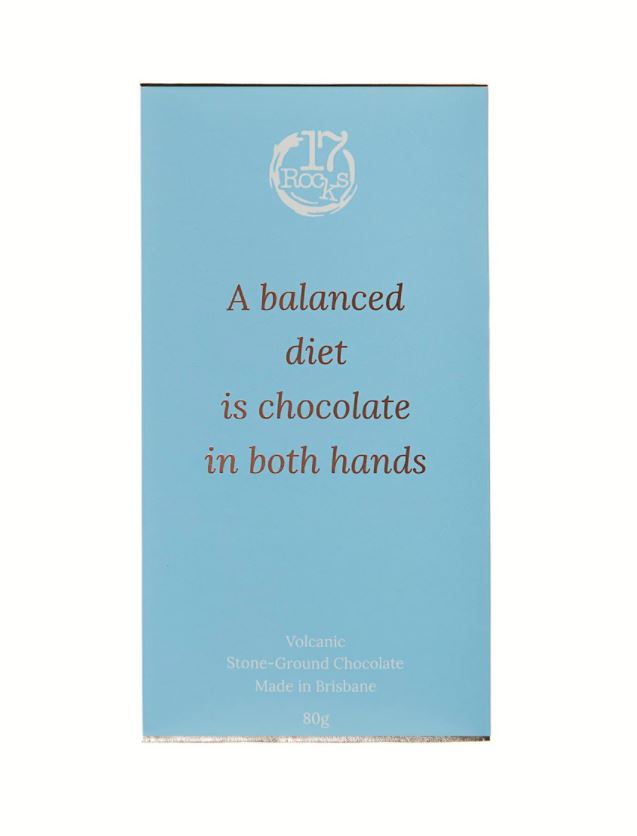 17 Rocks Chocolates 45% Milk Chocolate 80g Bar - A balanced diet is chocolate in both hands